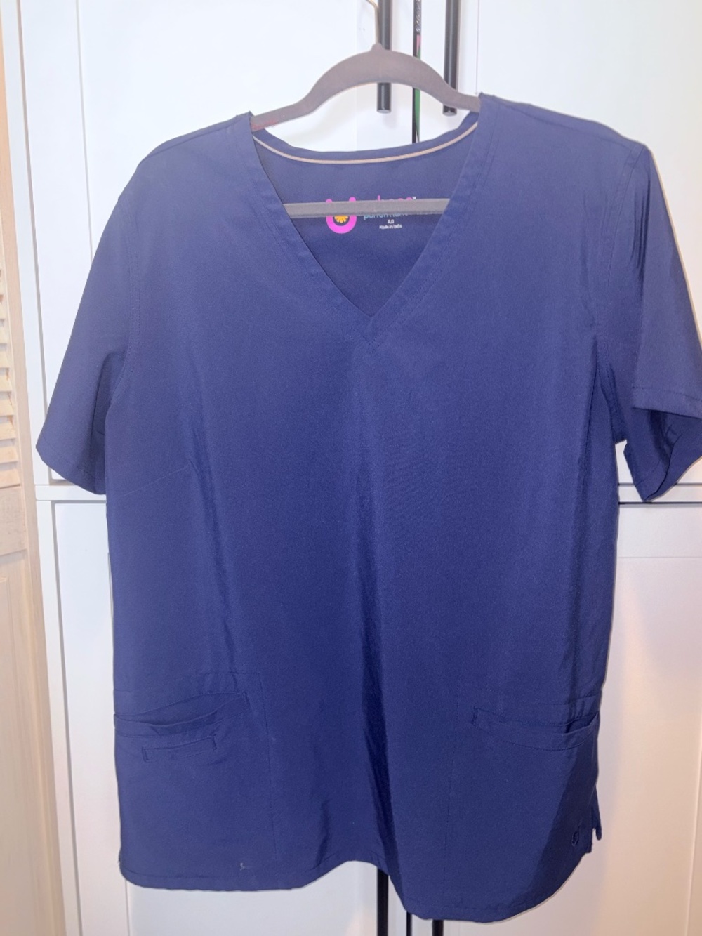 Urbane Navy Blue Scrub Top